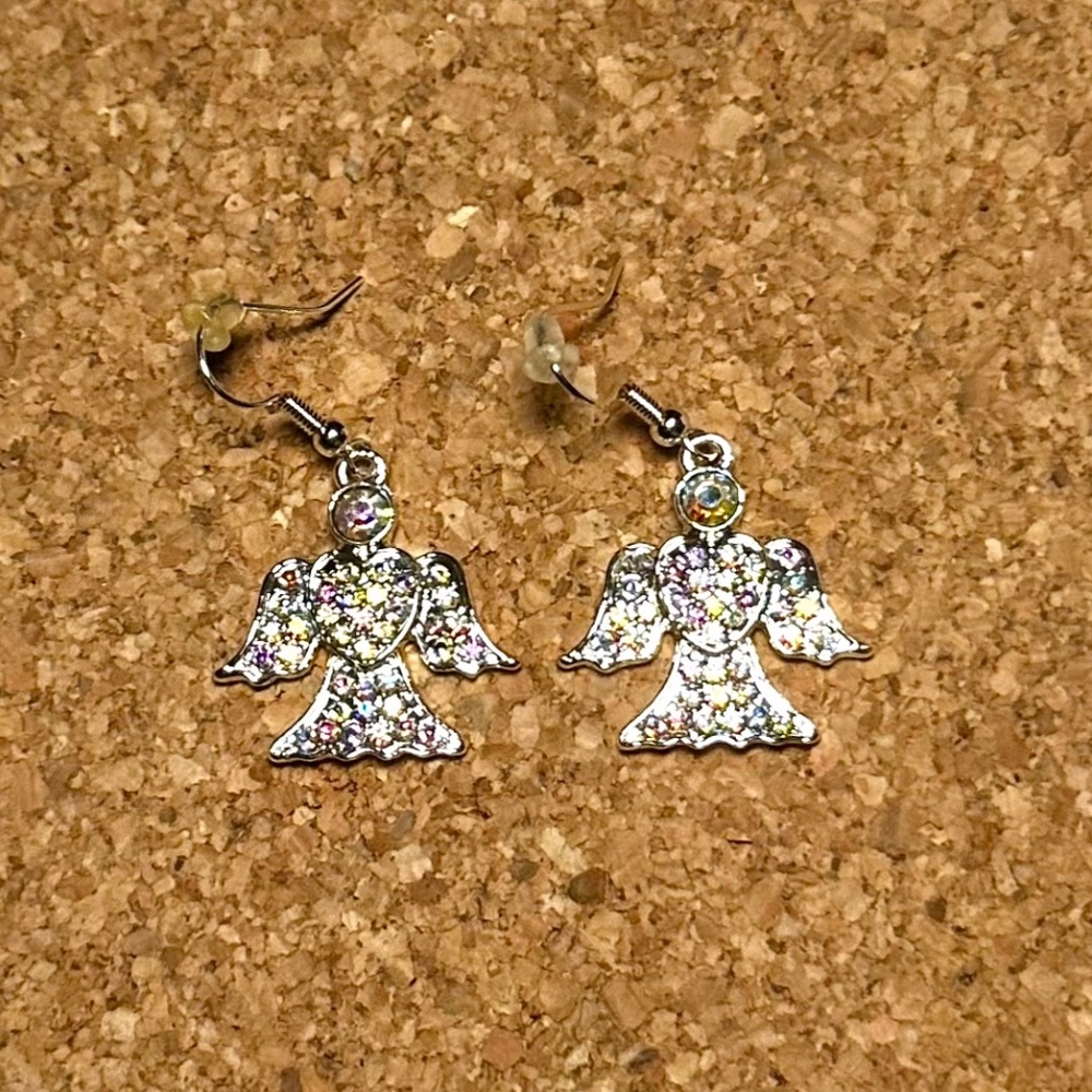 Sparkling Gemstone Angel Earrings